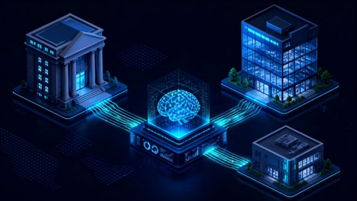 Banks, FinTechs, and DNFBPs connected through centralized AI-driven AML analytics